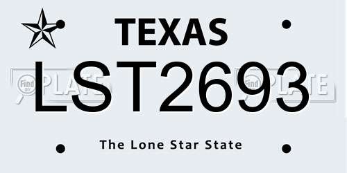 LST2693 Texas License Plate