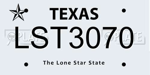LST3070 Texas License Plate