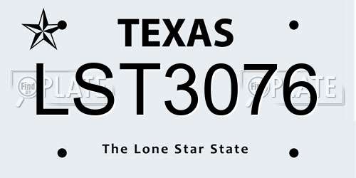 LST3076 Texas License Plate