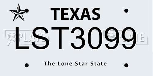 LST3099 Texas License Plate