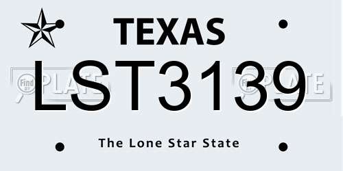 LST3139 Texas License Plate