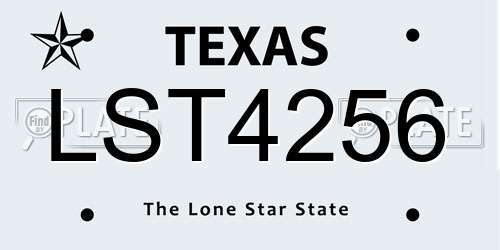 LST4256 Texas License Plate