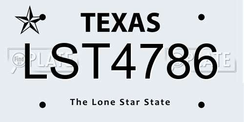 LST4786 Texas License Plate