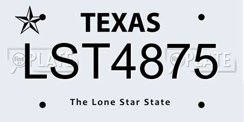 LST4875 Texas License Plate