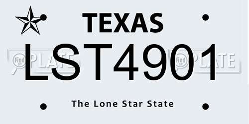 LST4901 Texas License Plate