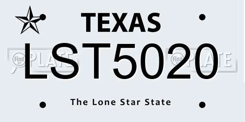 LST5020 Texas License Plate