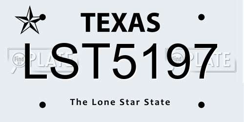 LST5197 Texas License Plate