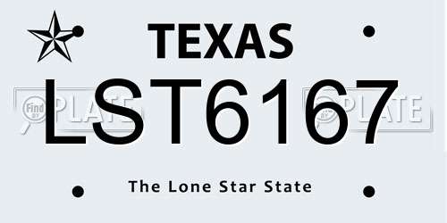 LST6167 Texas License Plate