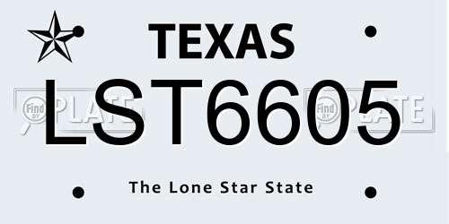 LST6605 Texas License Plate