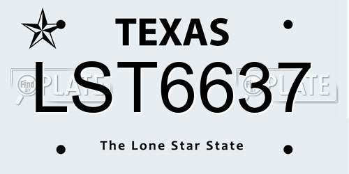 LST6637 Texas License Plate