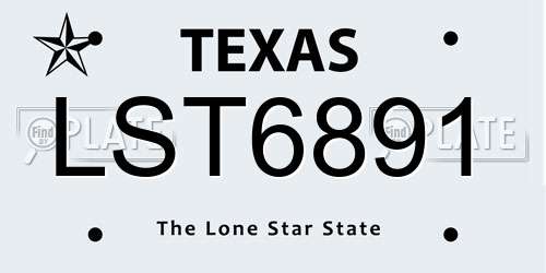 LST6891 Texas License Plate