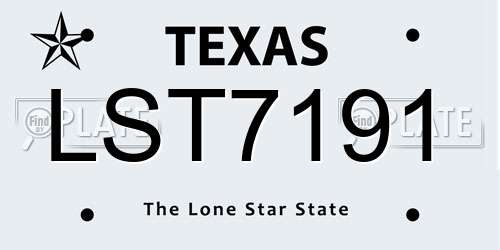 LST7191 Texas License Plate