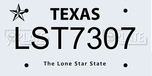 LST7307 Texas License Plate
