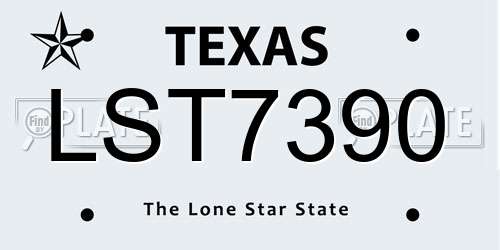 LST7390 Texas License Plate