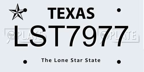 LST7977 Texas License Plate