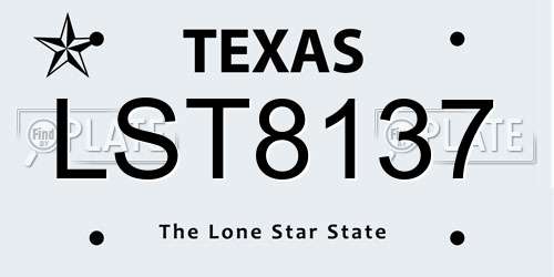 LST8137 Texas License Plate
