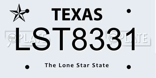 LST8331 Texas License Plate