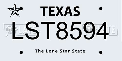 LST8594 Texas License Plate