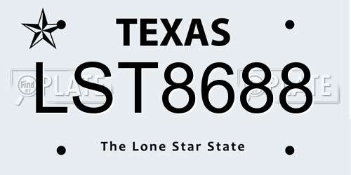 LST8688 Texas License Plate