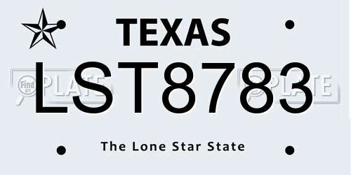 LST8783 Texas License Plate