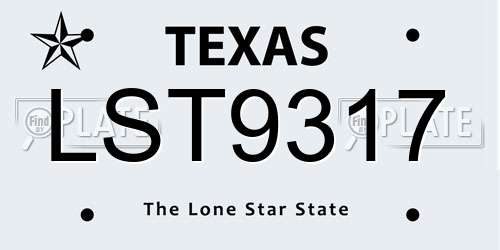 LST9317 Texas License Plate