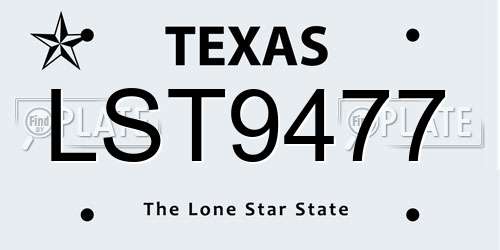 LST9477 Texas License Plate
