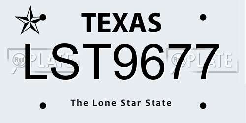 LST9677 Texas License Plate