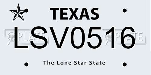 LSV0516 Texas License Plate