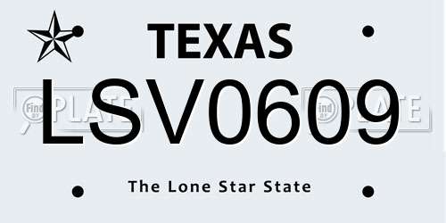LSV0609 Texas License Plate