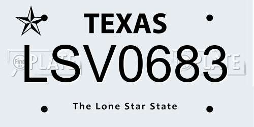 LSV0683 Texas License Plate