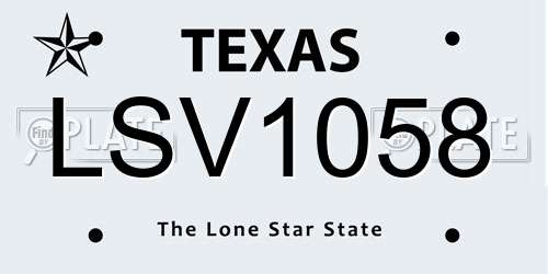 LSV1058 Texas License Plate