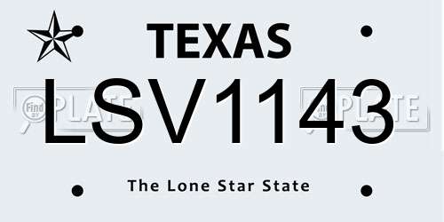 LSV1143 Texas License Plate