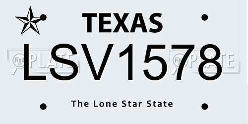 LSV1578 Texas License Plate