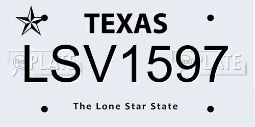 LSV1597 Texas License Plate