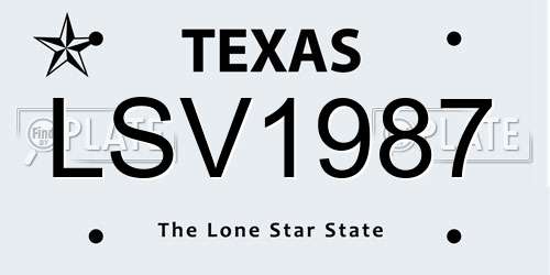 LSV1987 Texas License Plate
