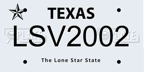 LSV2002 Texas License Plate