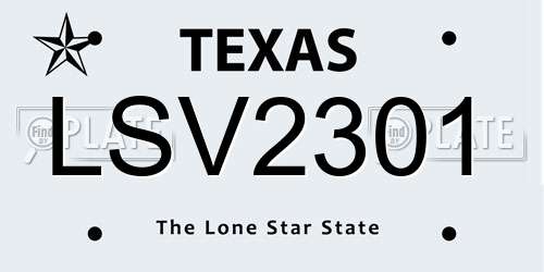 LSV2301 Texas License Plate
