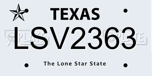 LSV2363 Texas License Plate