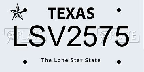 LSV2575 Texas License Plate