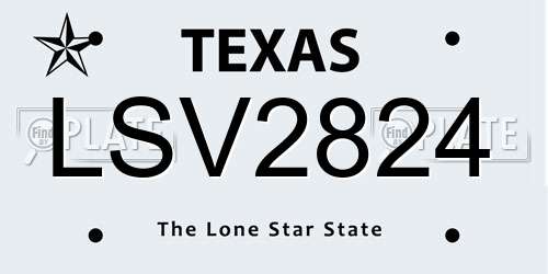 LSV2824 Texas License Plate