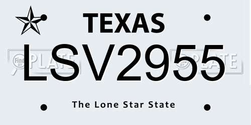 LSV2955 Texas License Plate