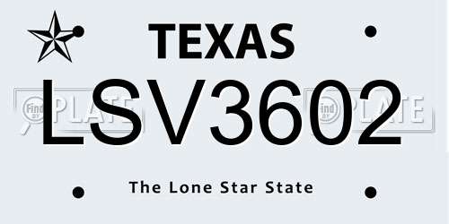 LSV3602 Texas License Plate