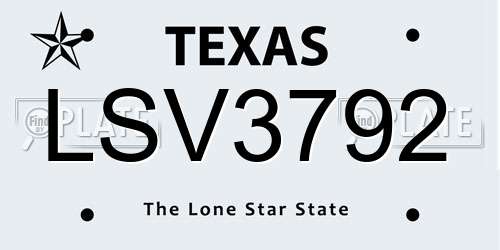 LSV3792 Texas License Plate