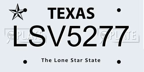 LSV5277 Texas License Plate