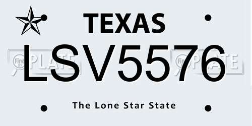 LSV5576 Texas License Plate