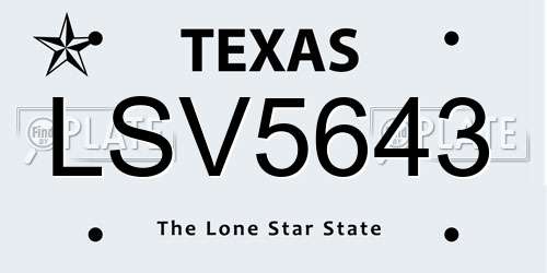 LSV5643 Texas License Plate
