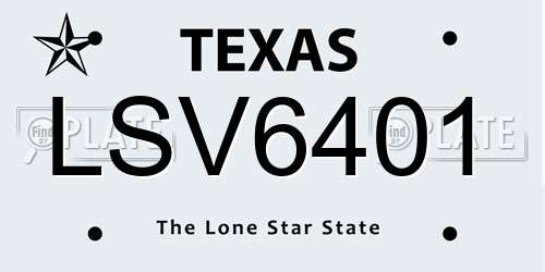 LSV6401 Texas License Plate
