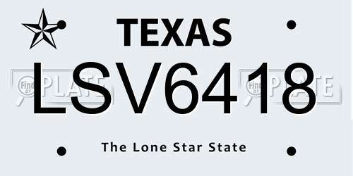 LSV6418 Texas License Plate