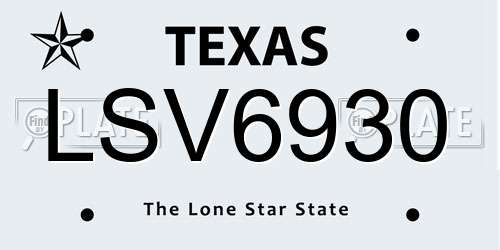 LSV6930 Texas License Plate