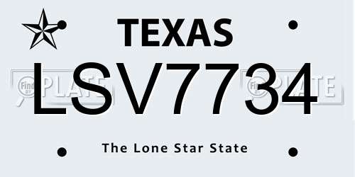 LSV7734 Texas License Plate